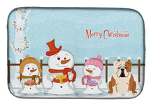 Load image into Gallery viewer, Merry Christmas Carolers English Bulldog Fawn White Dish Drying Mat – Absorbent, Artistic Kitchen Essentials BB2456DDM