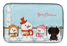 Load image into Gallery viewer, Merry Christmas Carolers Wire Haired Dachshund Black Tan Dish Drying Mat – Absorbent, Artistic Kitchen Essentials BB2458DDM