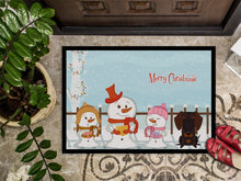 Load image into Gallery viewer, Merry Christmas Carolers Wire Haired Dachshund Chocolate Doormat - 24x36 Decorative Floor Mat – Indoor/Outdoor Rug with Artistic Flair BB2460JMAT