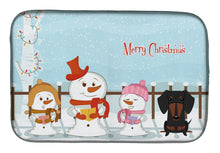 Load image into Gallery viewer, Merry Christmas Carolers Dachshund Black Tan Dish Drying Mat – Absorbent, Artistic Kitchen Essentials BB2463DDM
