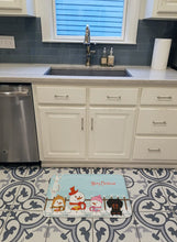 Load image into Gallery viewer, Merry Christmas Carolers Dachshund Black Tan Machine Washable Memory Foam Mat BB2463RUG