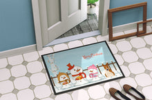 Load image into Gallery viewer, Merry Christmas Carolers Bull Terrier Red White Doormat - 24x36 Decorative Floor Mat – Indoor/Outdoor Rug with Artistic Flair BB2466JMAT