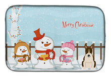 Load image into Gallery viewer, Merry Christmas Carolers Bull Terrier Dark Brindle Dish Drying Mat – Absorbent, Artistic Kitchen Essentials BB2467DDM