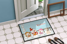 Load image into Gallery viewer, Merry Christmas Carolers Bull Terrier White Doormat - 24x36 Decorative Floor Mat – Indoor/Outdoor Rug with Artistic Flair BB2469JMAT