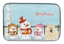 Load image into Gallery viewer, Merry Christmas Carolers Chow Chow White Dish Drying Mat – Absorbent, Artistic Kitchen Essentials BB2471DDM