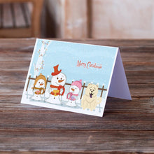 Load image into Gallery viewer, Merry Christmas Carolers Chow Chow White Greeting Cards -  Blank Note Cards – 8-Pack of Artist-Designed Cards with Envelopes