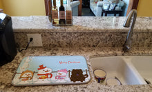 Load image into Gallery viewer, Merry Christmas Carolers Chow Chow Chocolate Dish Drying Mat – Absorbent, Artistic Kitchen Essentials BB2472DDM