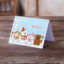 Load image into Gallery viewer, Merry Christmas Carolers Chow Chow Red Greeting Cards -  Blank Note Cards – 8-Pack of Artist-Designed Cards with Envelopes