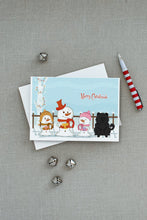 Load image into Gallery viewer, Merry Christmas Carolers Chow Chow Black Greeting Cards -  Blank Note Cards – 8-Pack of Artist-Designed Cards with Envelopes