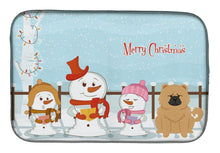 Load image into Gallery viewer, Merry Christmas Carolers Chow Chow Cream Dish Drying Mat – Absorbent, Artistic Kitchen Essentials BB2475DDM