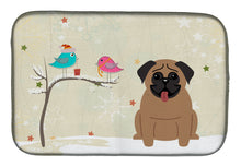 Load image into Gallery viewer, Christmas Presents between Friends Pug Brown Dish Drying Mat – Absorbent, Artistic Kitchen Essentials BB2477DDM