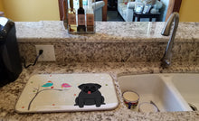 Load image into Gallery viewer, Christmas Presents between Friends Pug Black Dish Drying Mat – Absorbent, Artistic Kitchen Essentials BB2478DDM