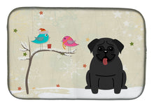 Load image into Gallery viewer, Christmas Presents between Friends Pug Black Dish Drying Mat – Absorbent, Artistic Kitchen Essentials BB2478DDM