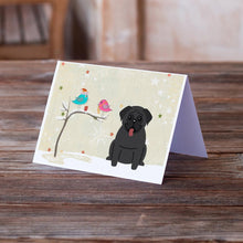 Load image into Gallery viewer, Christmas Presents between Friends Pug - Black Greeting Cards -  Blank Note Cards – 8-Pack of Artist-Designed Cards with Envelopes