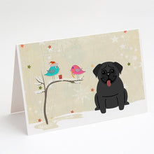 Load image into Gallery viewer, Christmas Presents between Friends Pug - Black Greeting Cards -  Blank Note Cards – 8-Pack of Artist-Designed Cards with Envelopes