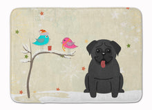 Load image into Gallery viewer, Christmas Presents between Friends Pug Black Machine Washable Memory Foam Mat BB2478RUG