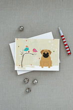 Load image into Gallery viewer, Christmas Presents between Friends Pug - Brown Greeting Cards -  Blank Note Cards – 8-Pack of Artist-Designed Cards with Envelopes