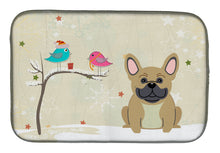 Load image into Gallery viewer, Christmas Presents between Friends French Bulldog Cream Dish Drying Mat – Absorbent, Artistic Kitchen Essentials BB2482DDM