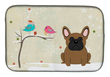 Load image into Gallery viewer, Christmas Presents between Friends French Bulldog Brown Dish Drying Mat – Absorbent, Artistic Kitchen Essentials BB2485DDM