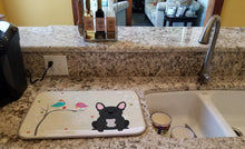 Load image into Gallery viewer, Christmas Presents between Friends French Bulldog Black Dish Drying Mat – Absorbent, Artistic Kitchen Essentials BB2486DDM