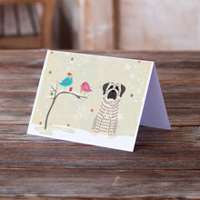 Load image into Gallery viewer, Christmas Presents between Friends Mastiff - Brindle and White Greeting Cards -  Blank Note Cards – 8-Pack of Artist-Designed Cards with Envelopes