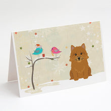 Load image into Gallery viewer, Christmas Presents between Friends Norwich Terrier Greeting Cards -  Blank Note Cards – 8-Pack of Artist-Designed Cards with Envelopes