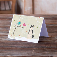 Load image into Gallery viewer, Christmas Presents between Friends West Siberian Laika Spitz Greeting Cards -  Blank Note Cards – 8-Pack of Artist-Designed Cards with Envelopes