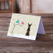 Load image into Gallery viewer, Christmas Presents between Friends Manchester Terrier Greeting Cards -  Blank Note Cards – 8-Pack of Artist-Designed Cards with Envelopes