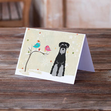 Load image into Gallery viewer, Christmas Presents between Friends Schnauzer - Black and Grey Greeting Cards -  Blank Note Cards – 8-Pack of Artist-Designed Cards with Envelopes