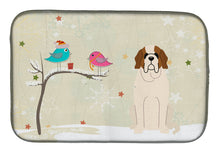 Load image into Gallery viewer, Christmas Presents between Friends Saint Bernard Dish Drying Mat – Absorbent, Artistic Kitchen Essentials BB2507DDM