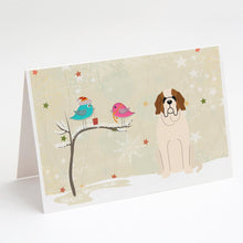 Load image into Gallery viewer, Christmas Presents between Friends Saint Bernard Greeting Cards -  Blank Note Cards – 8-Pack of Artist-Designed Cards with Envelopes