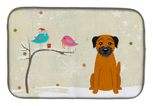 Load image into Gallery viewer, Christmas Presents between Friends Border Terrier Dish Drying Mat – Absorbent, Artistic Kitchen Essentials BB2511DDM