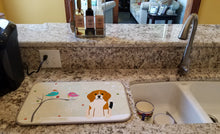 Load image into Gallery viewer, Christmas Presents between Friends Beagle Tricolor Dish Drying Mat – Absorbent, Artistic Kitchen Essentials BB2512DDM