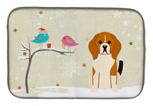 Load image into Gallery viewer, Christmas Presents between Friends Beagle Tricolor Dish Drying Mat – Absorbent, Artistic Kitchen Essentials BB2512DDM