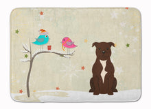 Load image into Gallery viewer, Christmas Presents between Friends Staffordshire Bull Terrier Chocolate Machine Washable Memory Foam Mat BB2520RUG