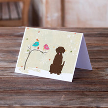 Load image into Gallery viewer, Christmas Presents between Friends Labrador Retriever - Chocolate Greeting Cards -  Blank Note Cards – 8-Pack of Artist-Designed Cards with Envelopes