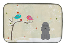 Load image into Gallery viewer, Christmas Presents between Friends Poodle Silver Dish Drying Mat – Absorbent, Artistic Kitchen Essentials BB2540DDM