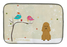 Load image into Gallery viewer, Christmas Presents between Friends Poodle Tan Dish Drying Mat – Absorbent, Artistic Kitchen Essentials BB2541DDM