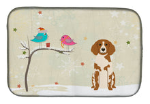 Load image into Gallery viewer, Christmas Presents between Friends Brittany Spaniel Dish Drying Mat – Absorbent, Artistic Kitchen Essentials BB2544DDM