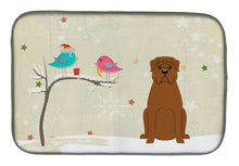 Load image into Gallery viewer, Christmas Presents between Friends Dogue de Bourdeaux Dish Drying Mat – Absorbent, Artistic Kitchen Essentials BB2545DDM