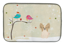 Load image into Gallery viewer, Christmas Presents between Friends Papillon Sable White Dish Drying Mat – Absorbent, Artistic Kitchen Essentials BB2549DDM