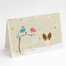Load image into Gallery viewer, Christmas Presents between Friends Papillon Greeting Cards -  Blank Note Cards – 8-Pack of Artist-Designed Cards with Envelopes