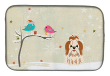Load image into Gallery viewer, Christmas Presents between Friends Shih Tzu Red White Dish Drying Mat – Absorbent, Artistic Kitchen Essentials BB2559DDM