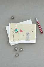 Load image into Gallery viewer, Christmas Presents between Friends Bedlington Terrier - Blue Greeting Cards -  Blank Note Cards – 8-Pack of Artist-Designed Cards with Envelopes
