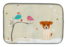 Load image into Gallery viewer, Christmas Presents between Friends Jack Russell Terrier Dish Drying Mat – Absorbent, Artistic Kitchen Essentials BB2580DDM