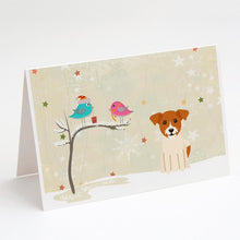 Load image into Gallery viewer, Christmas Presents between Friends Jack Russell Terrier Greeting Cards -  Blank Note Cards – 8-Pack of Artist-Designed Cards with Envelopes