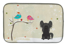 Load image into Gallery viewer, Christmas Presents between Friends Chinese Crested Black Dish Drying Mat – Absorbent, Artistic Kitchen Essentials BB2584DDM