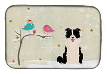 Load image into Gallery viewer, Christmas Presents between Friends Border Collie Black White Dish Drying Mat – Absorbent, Artistic Kitchen Essentials BB2590DDM