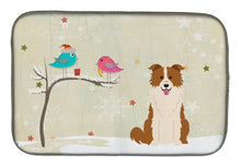 Load image into Gallery viewer, Christmas Presents between Friends Border Collie Red White Dish Drying Mat – Absorbent, Artistic Kitchen Essentials BB2591DDM