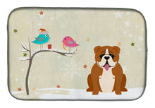 Load image into Gallery viewer, Christmas Presents between Friends English Bulldog Red White Dish Drying Mat – Absorbent, Artistic Kitchen Essentials BB2592DDM